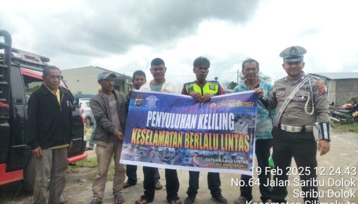 Sat Lantas Polres Simalungun Gelar Penyuluhan Lalu Lintas di Pasar Sayur Saribu Dolok