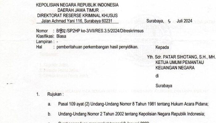 2 Pelaku Dugaan Korupsi Berhasil Ditahan,PKN Berikan Apresiasi Kepada Kapolda dan Dirkrimsus Polda jawa Timur