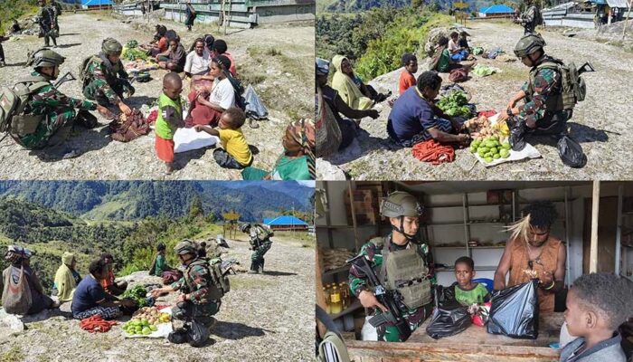 Yonif 400/Banteng Raiders Borong Hasil Tani Warga di Distrik Dal, Kabupaten Nduga
