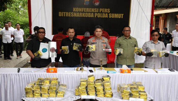 Polda Sumut Gagalkan Peredaran 100 Kg Sabu Dalam Bungkus Kopi, Empat Tersangka dan Dua DPO Terlibat
