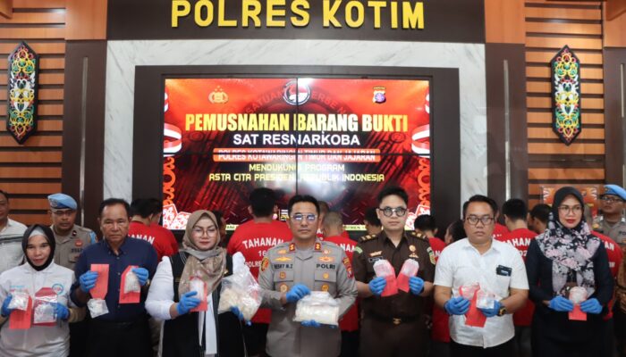 Pemusnahan 1,1 Kg Narkotika Jenis Sabu, Polres Kotim Komitmen berantas Narkoba.