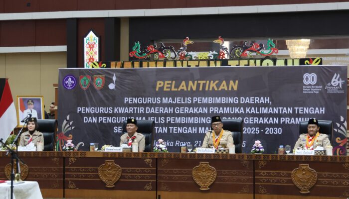 Perkuat Sinergi, Kapolda Hadiri Peringatan Hari Pramuka ke-64 dan Pelantikan Pengurus Majelis Pembimbing Pramuka Provinsi Kalteng