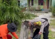 Tindaklanjuti Arahan RI 1, Bhabinkamtibmas dan Pokdarwis serta Masyarakat Sei Gohong Gelar Aksi Bersih-Bersih Sampah
