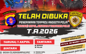 Polda Kalteng Buka Pendaftaran Rekruitmen Polri Tahun 2026 Jalur Akpol, Bintara dan Tamtama Gratis