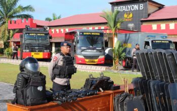Brimob Polda Kalteng Siagakan Pasukan Elite dan Alutsista Jelang Hari Buruh Internasional