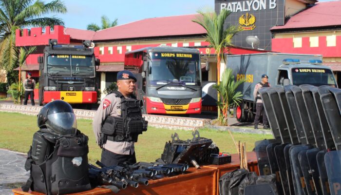 Brimob Polda Kalteng Siagakan Pasukan Elite dan Alutsista Jelang Hari Buruh Internasional
