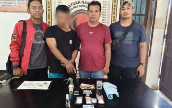 Residivis Narkoba Ini Gagal Lari Lompat Tembok, Meringkuk Tangan Diborgol Tim Polsek Dolok Batu Nanggar