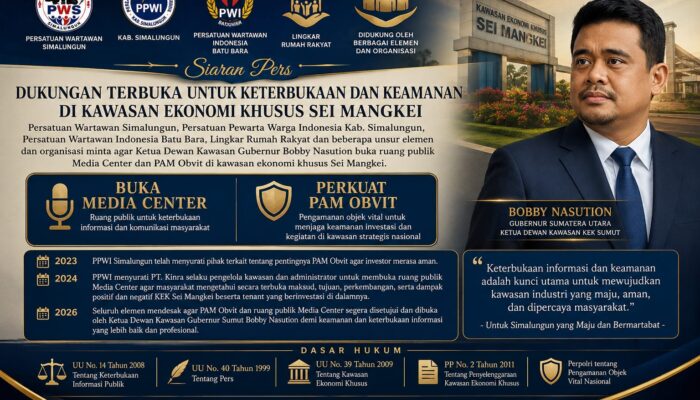 Sejumlah Organisasi Pers dan Elemen Masyarakat Desak Pembukaan Media Center dan Pengamanan Objek Vital di KEK Sei Mangkei