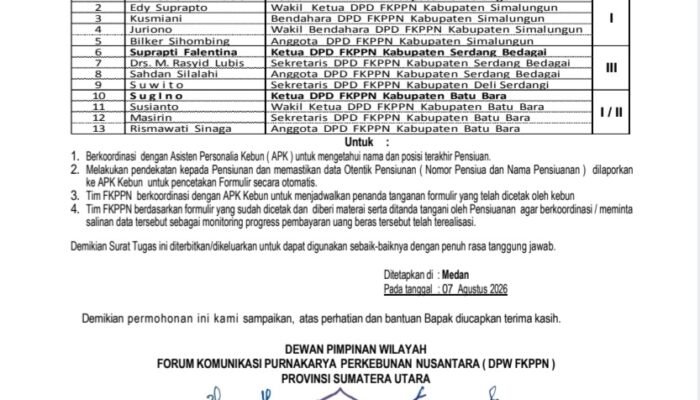 Directur SDM dan Umum PTPN IV Palmco Minta Segera Tuntaskan Penbayaran Lumpsum Bantuan Beras Pensiunan Regional I dan II